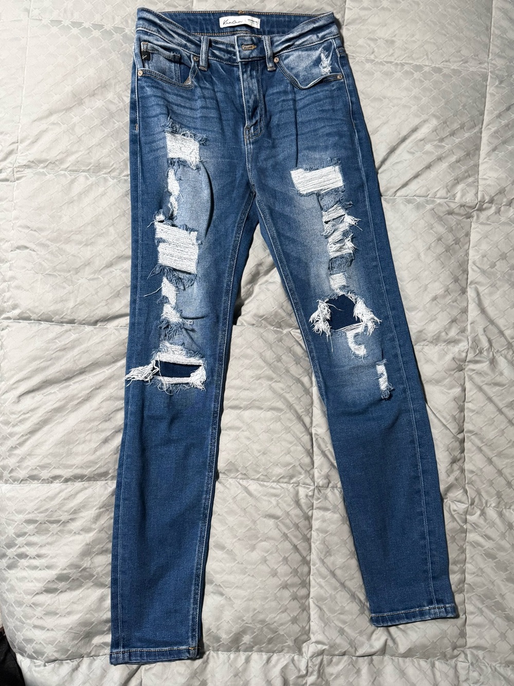 KanCan Ripped Skinny Jeans in Dark Blue Wash